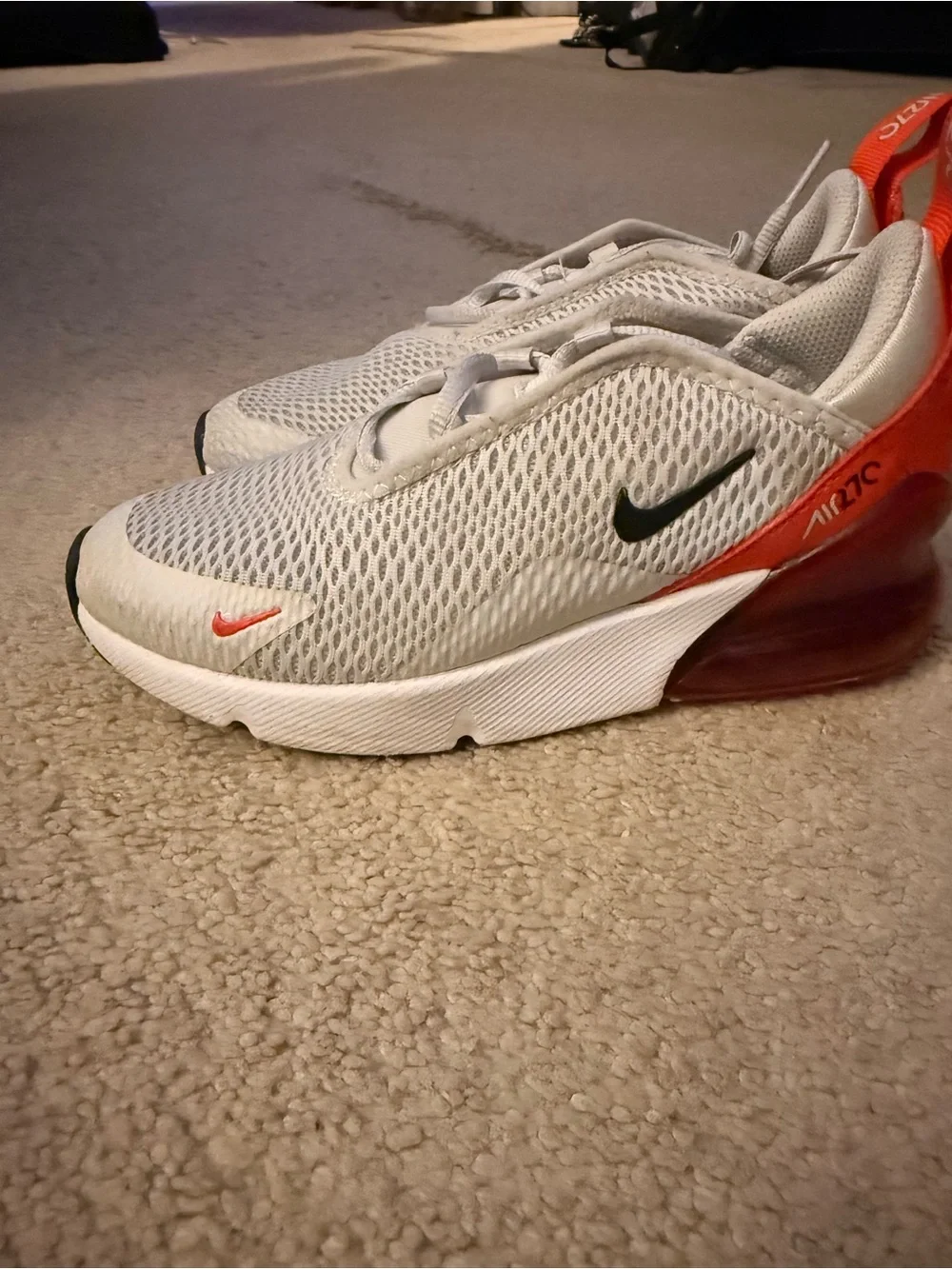 Nike Kids Air Max 270 Sneakers - Light Gray, Red & Black